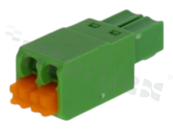 Listwa zaciskowa rozłączalna; w rastrze 3.50mm; 2-torowa; żeńska; na przewód 0.2-1.0mm2 (28-16AWG); kierunek wtykania równoległy do osi przewodów; styki z fosforobrązu; UL 250V/8A