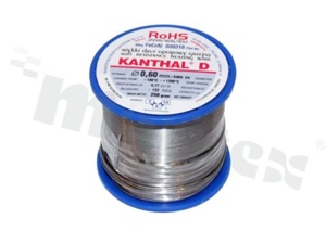 Drut oporowy grzejny Kanthal; renomowanego szwedzkiego producenta; średnica 0.60mm; SWG 24; -100+1300 st.C; 122m; 250g.