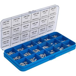 Zestaw bezpieczników SMD UMF 250; szybkie F; 500mA–10A; 250V AC/125V DC; 180szt.; 10.1×3×3mm; -55+125 st.C