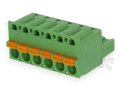 Pluggable terminal block; 5.08mm pitch; 06-ways; female; for wire 2.50mm2 (26-16AWG); wire insertion direction same as plug-in direction; p.bronze contacts; spring clamp; brass cage; UL 300/10A