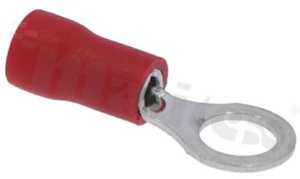 Ring terminal; M5; for wire 0.5-1.5mm2; brass; isolated red; Imax - 19A