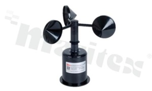 Czujnik prędkości wiatru WM-RK100-02; Zakres pomiaru prędkości wiatru: 0-45m/s; Zasilanie: 5V; Wyjście: impulsowe; Obudowa: włókno węglowe; Ochrona: IP65; przewód: 3000mm