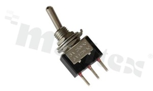 Miniature Toggle Switch; 1 pole; 2 stable positions ON-ON; with metal lever