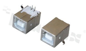 Markowe gniazdo; 1 x port typu B; USB 2.0; kątowe; biały izolator