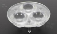 Soczewka do diod LED high power; kąt rozsyłu: 23 do 40 stopni FWHM; ilość diod: 3; rozmiar: okrąg 50mm; wysokość: 14.5mm; rodzaj materiału: PMMA; sposób mocowania: klej; kołek