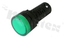 Lampka sygnalizacyjna; 22mm; zacisk śrubowy; plastik; podświetlenie pełne zielone LED 12V; IP65.