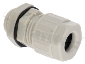 Wentyl wodoszczelny M20x1.5mm; przepływ powietrza >40Vh(dp=70mbar); temp. pracy -40 do 125 st.C; szary; z nakrętką; IP68(2m/60min.); zakres dławienia 6-12mm; na klucz 24/27; z nakrętką