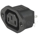 Gniazdo zasilające AC IEC 60320 F, klasa ochronności I; montaż: do panela, śrubowe; wyprowadzenia konektorowe QC 6,3x0,8mm; kolor czarny; IP20; 10A, 250VAC