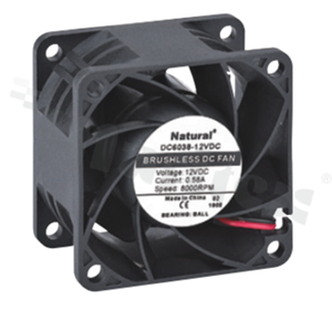 Wentylator; DC; 1.26m3/min; 0.70A; 7.0-13.8VDC; 8.40W; 8000RPM; 55dBA; 24 AWG; plastik; -10+70 st.C; 85g; 60x60x38mm