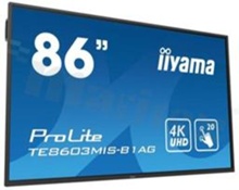 Monitor wielkoformatowy 85.6"; 24/7; 16:9; 3840 x 2160; 350 nitów; kontrast 1200:1; kąty widzenia 178/178; VGA; 3 x HDMI; DP; Rs232; LAN; 5 x USB; WiFi; 2x Głośnik 10W; temp. pracy 0+40st.C; Zasilanie 100-240V AC