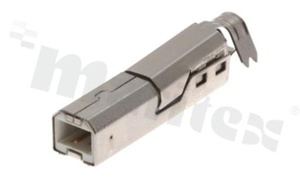 Wtyk; 1 x port typu B4; prosty;biały izolator; do przylutowania kabla