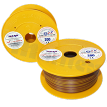 Przewód pojedynczy LGY/H05V-K; z wielodrutową miedzianą żyłą; brązowy/żółty; przekrój 0.35mm2; AWG 22; 500V; -40+105 st.C; 200m.