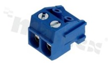 Pluggable terminal block, 5.00mm pitch; 2-ways; brass cage with flat screw (-); blue color; for wire max 1.5mm2, RoHS