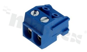 Gniazdo śrubowe; w rastrze 5.00mm; 2-torowe; wtykowe; ze śrubami (-); niebieskie; klatka mosiężna; otwór okrągły na przewód max 1.5mm2, RoHS