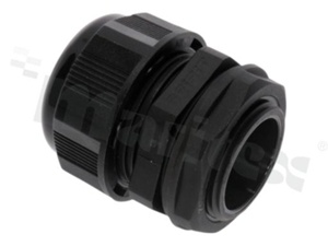 Dławnica kablowa M25; nylonowa; M25x1.5 9-16mm; flat O-ring; z nakrętką; czarna; na klucz 33