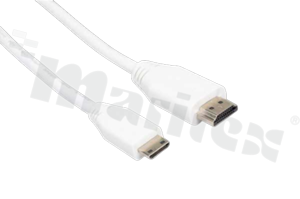 Kabel HDMI; HDMI A męski - mini HDMI C męski; długość: 1m; kolor: biały; obsługa: do 4K; zastosowanie: Raspberry Pi Zero