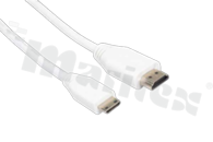 Kabel HDMI; HDMI A męski - mini HDMI C męski; długość: 1m; kolor: biały; obsługa: do 4K; zastosowanie: Raspberry Pi Zero