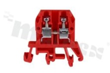 Installation terminal block; 1-level; 2-contacts; for wire 0,5-4,0mm2; screw terminal; red; Din rail; 1000V/32A