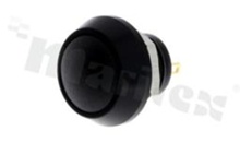 Push button switch; monostable; 12mm; solder terminals; aluminium; black button; IP65