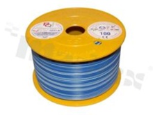 Przewód pojedynczy LGY/H05V-K; z wielodrutową miedzianą żyłą; niebieski/biały; przekrój 1.50mm2; AWG 16; 500V; -40+105 st.C; 100m.