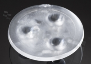 Soczewka do diod LED high power; kąt rozsyłu: 16 do 27 stopni FWHM; ilość diod: 3; rozmiar: okrąg 50mm; wysokość: 10.7mm; rodzaj materiału: PMMA; sposób mocowania: klej; kołek
