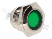 Lampka sygnalizacyjna; 16mm; terminale do lutowania; stal nierdzewna; podświetlenie zielone; LED 12V