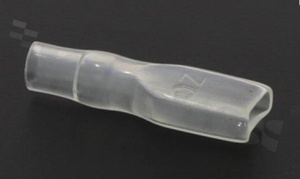 Insulation sleeve for flat connector 4.8mm; for wire OD=3.0mm; L=22mm W=5.8mm; transparent