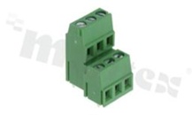Listwa zaciskowa do PCB; w rastrze 5.08mm; 6-torowa(3+3); pionowa; na przewód 2.50mm2 (AWG 24-12); z ruchoma osłoną przewodu; ze śrubami na wkrętak płaski; klatka mosiężna; zielona; UL 300V/10A