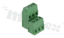 PCB terminal block; pitch 5.08mm; 3-ways(3+3); vertical; wire range 2.50mm2 (AWG 24-12); with screws for a flat screwdriver; rising clamp type; green color; UL 300V/10A