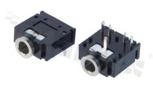 Jack socket; female; stereo; 3.5 mm; witch switching contact; for PCB