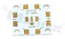 MCPCB, thermal conductivity 1.5W/(m*K), thickness: 2mm, number of layers - 1, white soldermask, legend color: gold, size: square 25mm, pad cover: gold; for Cree MX LEDs, /20