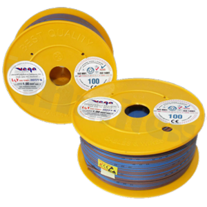 Przewód pojedynczy LGY/H05V-K; z wielodrutową miedzianą żyłą; brązowy/niebieski; przekrój 1.00mm2; AWG 17; 500V; -40+105 st.C; 100m.