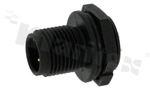 Gniazdo LTWM12; 3-stykowe; męskie; 4A; plastikowe; z nakrętką z przodu; lutowane; IP68