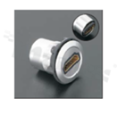 HDMI socket; female; mounting hole 22mm; female HDMI plug connection; silver; aluminium alloy.