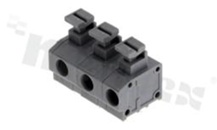Listwa zaciskowa do PCB; w rastrze 7.50mm; 3-torowa; poziome wejście przewodu; na przewód 1.5mm2 (AWG 20-18); ze stykiem sprężynowym; czarna; UL 300V/5A, TUV 450V/15A