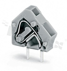 Listwa zaciskowa do PCB; w rastrze 5.0/5.08mm; 1-torowa; skośne wejście przewodu; na przewód 0.08-2.50mm2 (28-12 AWG); ze stykiem sprężynowym; jasnoszara; ATEX; 176V/16A