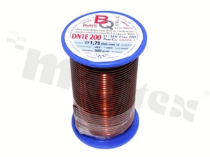 Insulated winding wire; with one layer of enamel insulation; diameter 1.75mm; SWG 15; -65+200 deg.C; 22.8m; 500g.