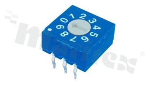 Rotary switch; 10 positions for BCD code; 10x10mm; horizontal; flat type; SMD.