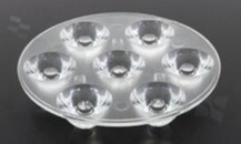 Soczewka do diod LED high power; kąt rozsyłu: 45 stopni FWHM; ilość diod: 7; rozmiar: okrąg 67mm; wysokość: 13.4mm; rodzaj materiału: PMMA; PC; sposób mocowania: śruby
