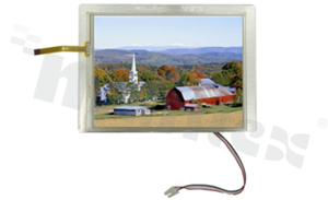 Wyświetlacz TFT; LCD 5.7"; 320xRGBx240 pikseli; cyfrowy; rezystancyjny panel dotykowy RTP; podświetlenie białe LED; kąt patrzenia 6:00; jasność 500 cd\m2, kontrast 450:1; 33 piny