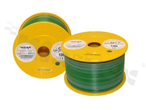 Single wire LGY/H05V-K; with copper multi-strand; green/grey; cross section 1.50mm2; AWG 16; 500V; -40+105 deg.C; 100m.