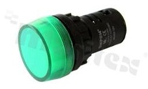 Lampka sygnalizacyjna; 22mm; zacisk śrubowy; plastik; podświetlenie pełne zielone LED 12V; IP40.