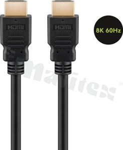 HDMI High Speed Cable; with Ethernet; male HDMI type A <-> male HDMI type A;cable structure 19+1; max transmission 48 Gbit/s; audio return channel; black; shielded