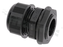 Cabel gland PG16; nylon; PG16 10-14mm; black; Flat O-ring; with lock nut