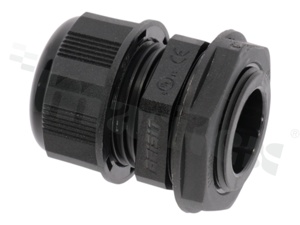 Cabel gland PG16; nylon; PG16 10-14mm; black; Flat O-ring; with lock nut