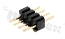 Listwa stykowa do PCB; w rastrze 1,27mm; 1x4 styków; montaż THT; męska; prosta; jednorzędowa 2.6X2.6X7.2