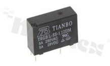 Electromagnetic relay; contact rating current 5A; coil voltage 12VDC; make contact (1A); coil power 200mW; 5A/28VDC; 5A/250VAC