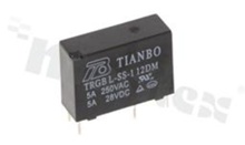 Electromagnetic relay; contact rating current 5A; coil voltage 12VDC; make contact (1A); coil power 200mW; 5A/28VDC; 5A/250VAC