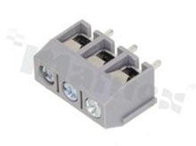 Listwa zaciskowa do PCB; w rastrze 5.00mm; 3-torowa; pionowa; na przewód 1.5mm2 (AWG 22-14); ze śrubami na wkrętak krzyżakowy; klatka mosiężna; szara;  UL 300V/10A, TUV 250V/15A