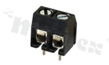 PCB terminal block; pitch 5.00mm; 2-ways; vertical; wire range 1.5mm2 (AWG 26-14); with screws for a flat screwdriver; brass cage; black color; UL 300V/20A; TUV 250V/17.5A